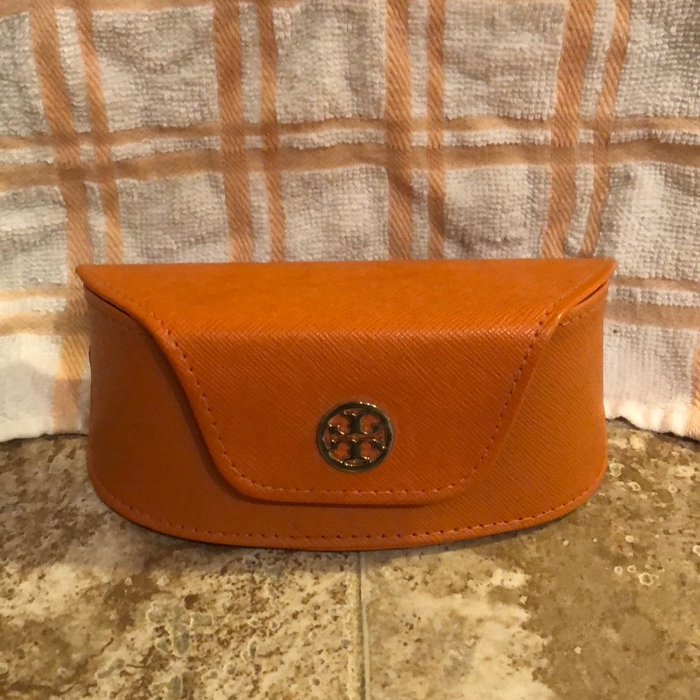 Orange Leather Tory Burch Eye Glass Case